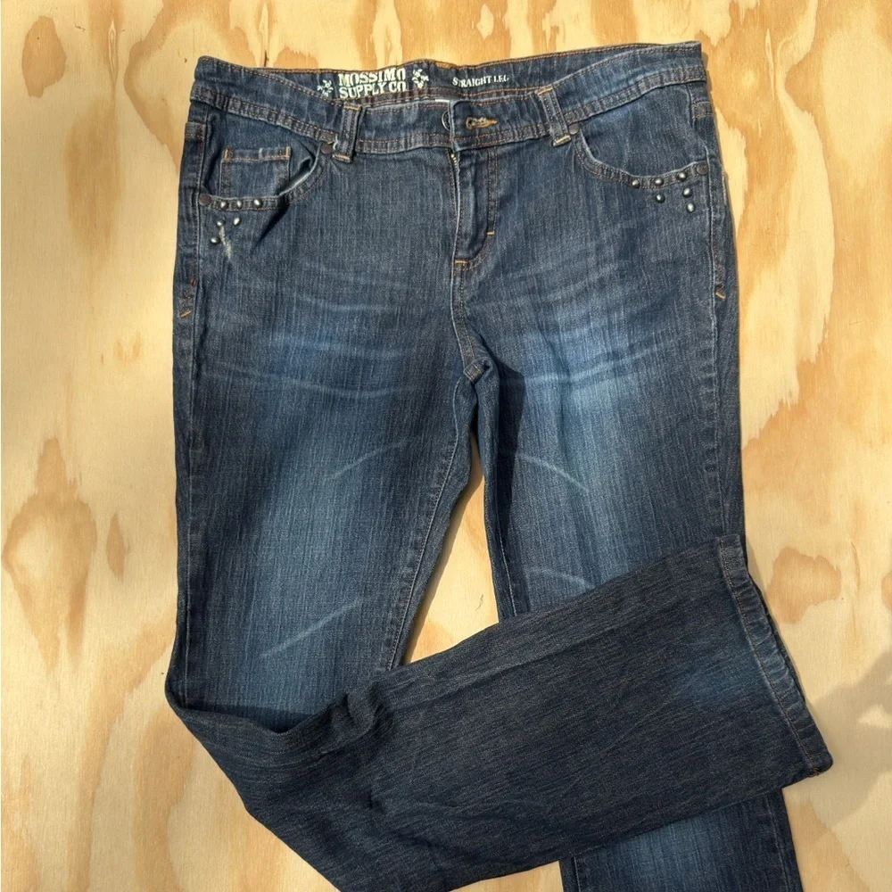 Mossimo Supply  co Low Rise Straight Leg Jeans Women’s Size 13 Blue Denim - Picture 7 of 10